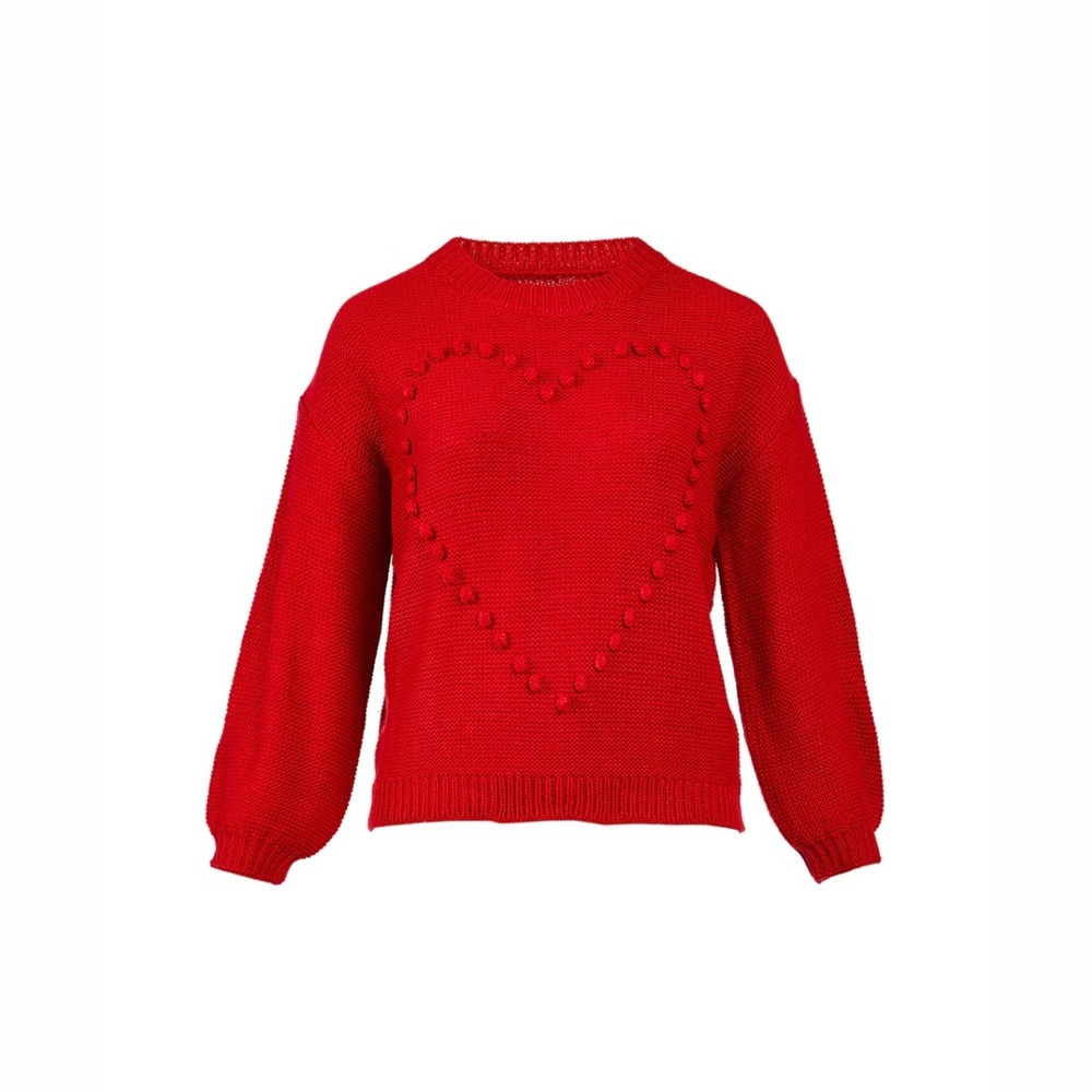 NWOT!‎ Andrée Pom Pom Heart Sweater